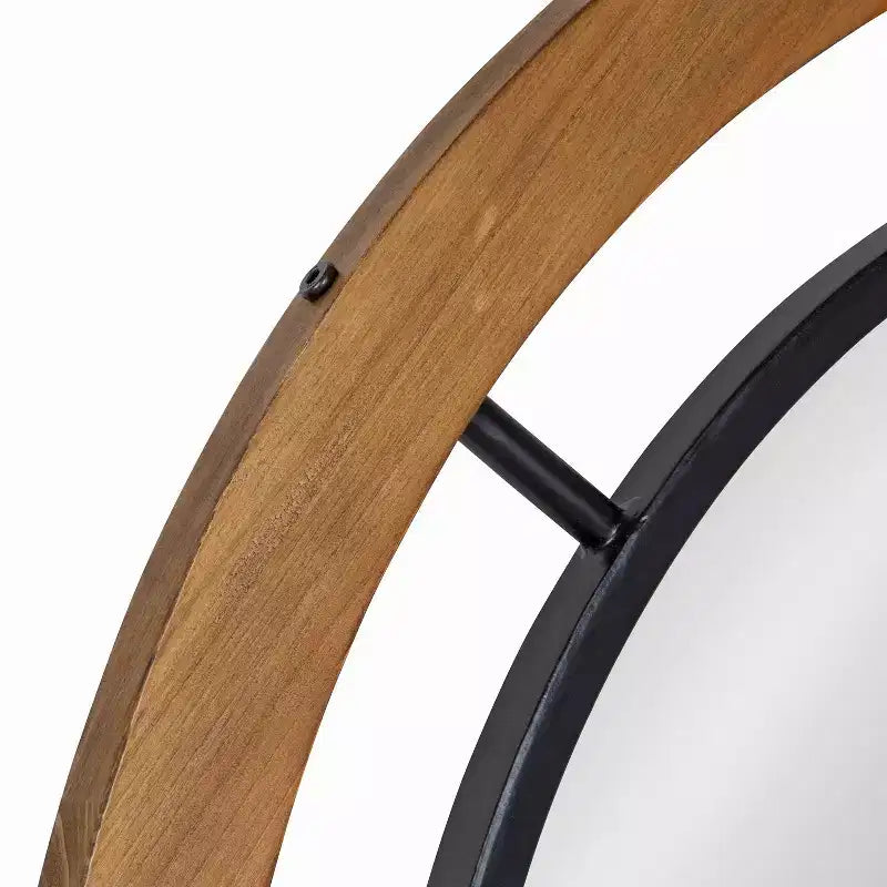 Miroir mural rond 32 po x 32 po brun – Style shabby chic, aucun assemblage requis