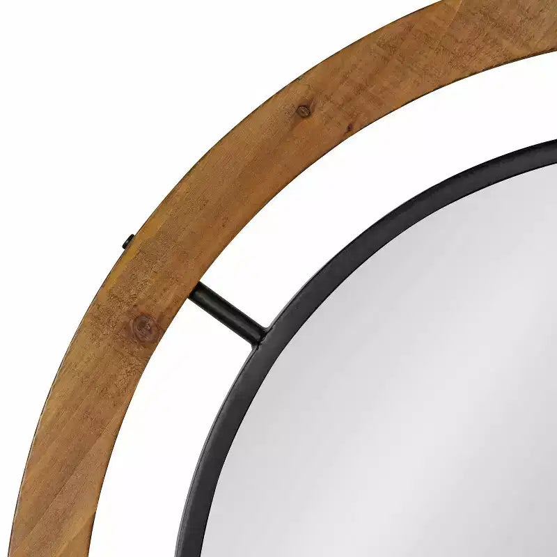Miroir mural rond 32 po x 32 po brun – Style shabby chic, aucun assemblage requis