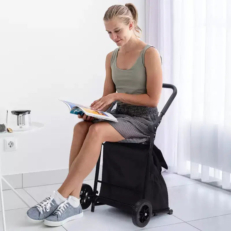 Diable pliable 2-en-1, chariot de courses pliable, chariot de courses robuste et pliable avec sac étanche amovible