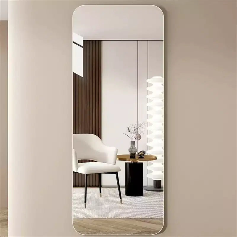 Miroir de dressing mural pleine longueur sans cadre avec coins arrondis et verre antidéflagrant
