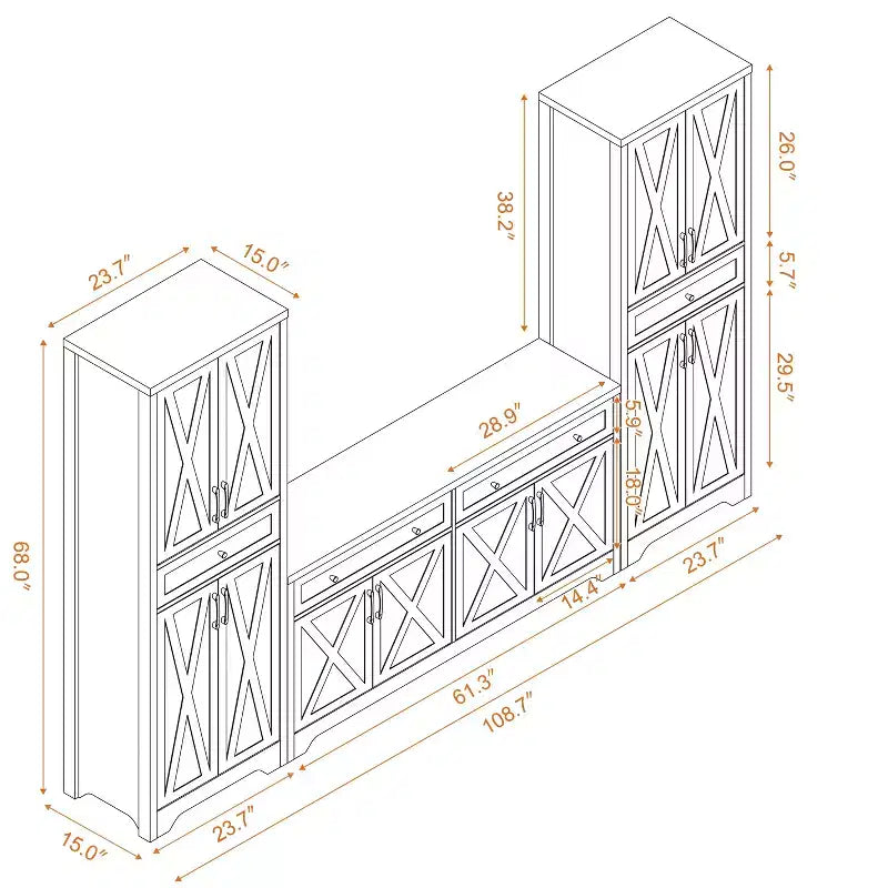 Buffet multi-fonctions, Armoire de rangement grande capacité pour Salon, Chambre, Bureau