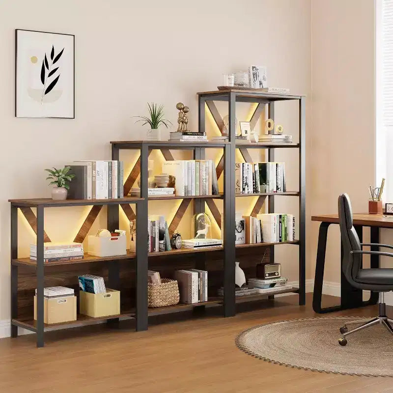 Bibliothèque industrielle, Étagère de présentation moderne en métal pour salon, bureau