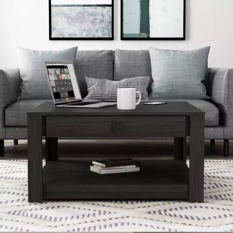 Table basse en bois avec tiroir de rangement 80 l x 80 P x 41,4 H cm