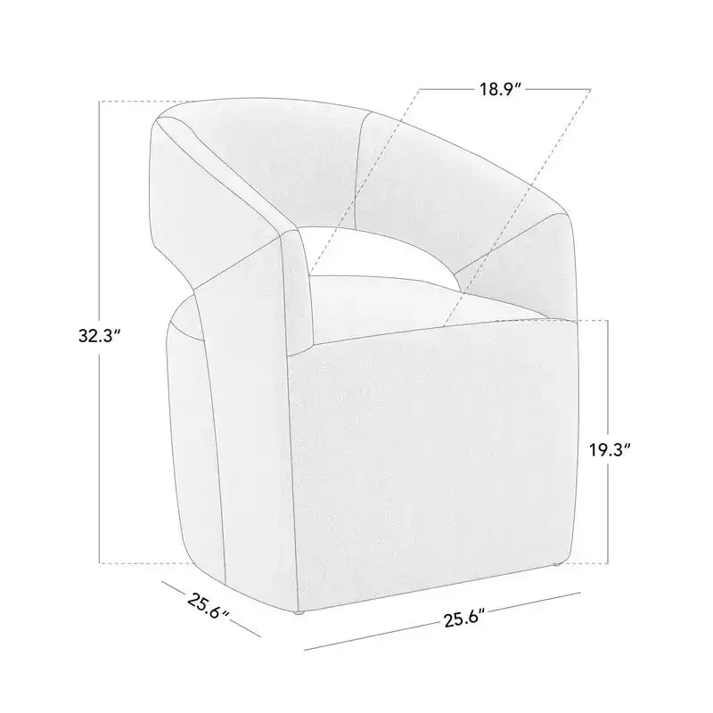 Chaise de salle à manger moderne « Barrel » avec roulettes et dossier ouvert « Anywhere Chair » sans assemblage