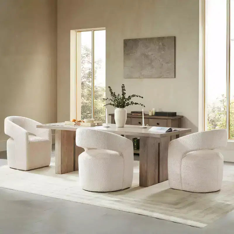 Chaise de salle à manger moderne « Barrel » avec roulettes et dossier ouvert « Anywhere Chair » sans assemblage