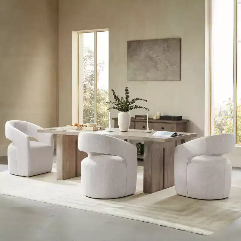 Chaise de salle à manger moderne « Barrel » avec roulettes et dossier ouvert « Anywhere Chair » sans assemblage