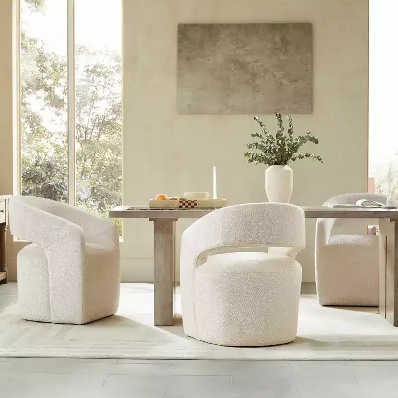 Chaise de salle à manger moderne « Barrel » avec roulettes et dossier ouvert « Anywhere Chair » sans assemblage
