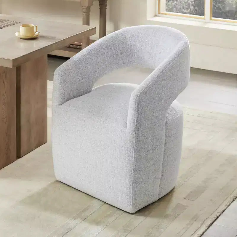 Chaise de salle à manger moderne « Barrel » avec roulettes et dossier ouvert « Anywhere Chair » sans assemblage