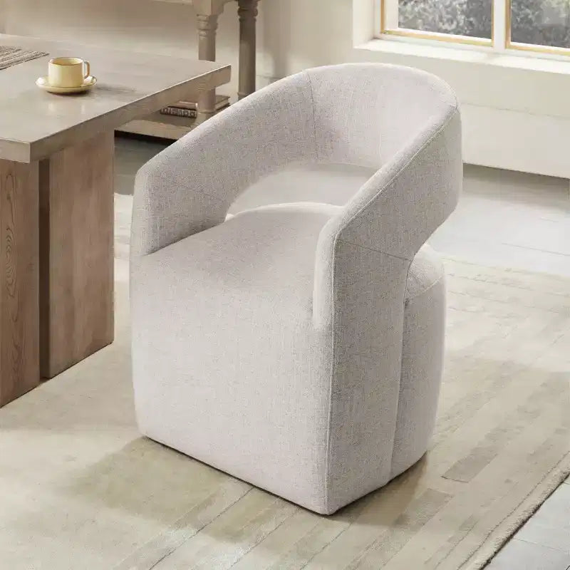 Chaise de salle à manger moderne « Barrel » avec roulettes et dossier ouvert « Anywhere Chair » sans assemblage