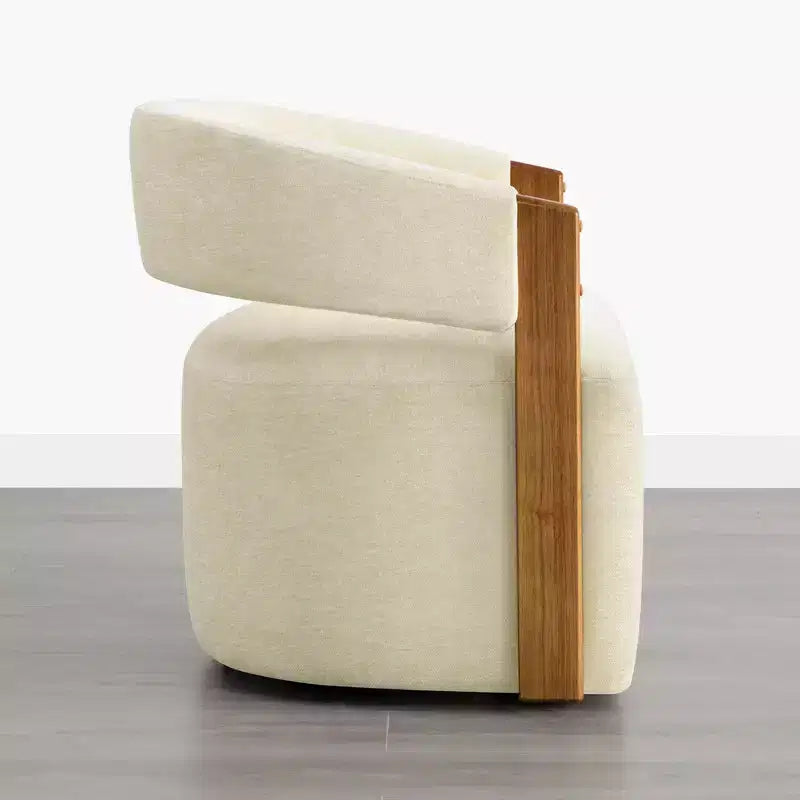 Chaise de salle à manger rembourrée avec accoudoirs en bois et roulettes cachées