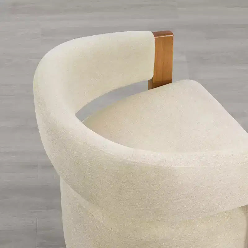 Chaise de salle à manger rembourrée avec accoudoirs en bois et roulettes cachées