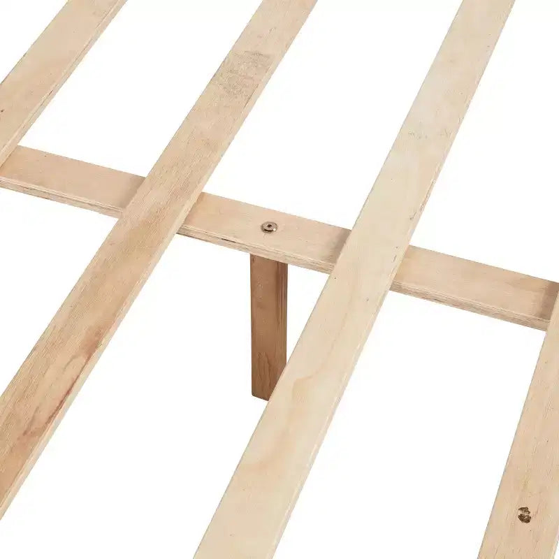Lit Whisen Wood avec tête de lit capitonnée et cadre renforcé