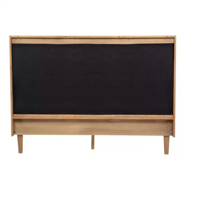 Lit Whisen Wood avec tête de lit capitonnée et cadre renforcé