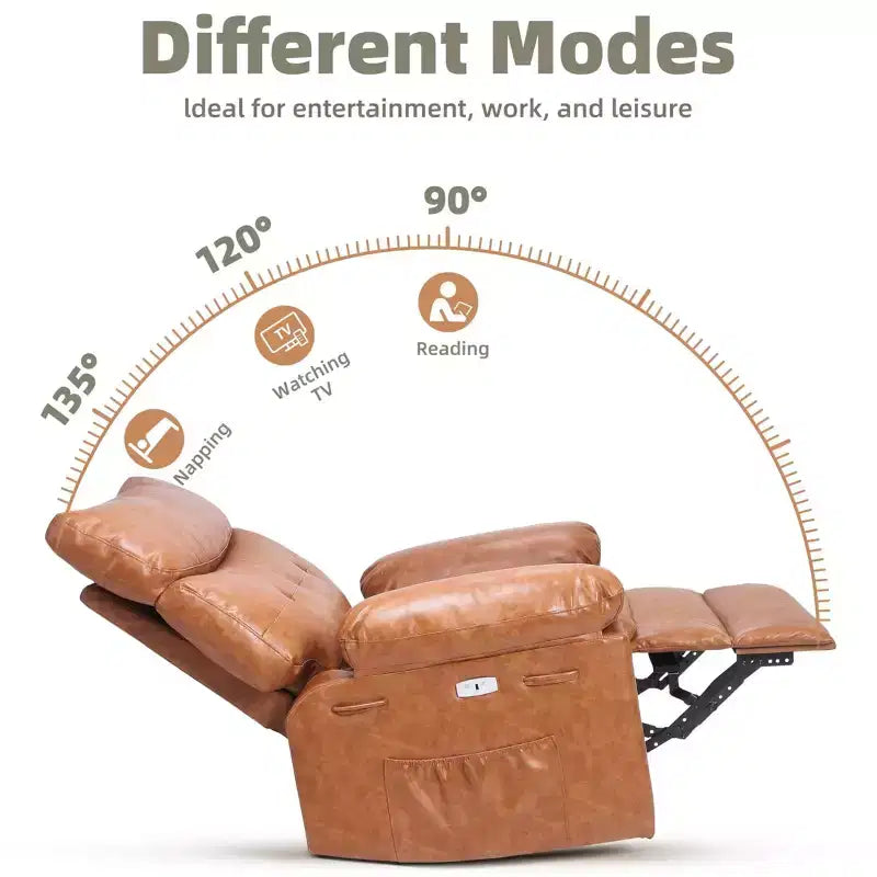 Fauteuils inclinables surdimensionnés avec fonction de chaleur et de massage - Fauteuil inclinable paresseux pivotant à 360° pour adultes - Fauteuil à bascule manuel