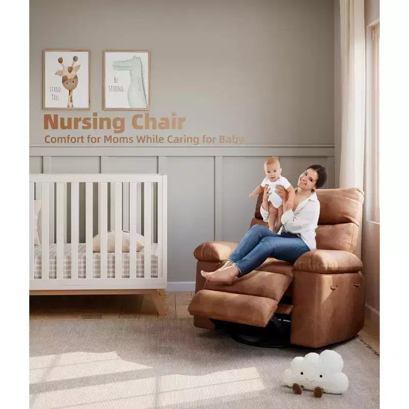 Fauteuils inclinables surdimensionnés avec fonction de chaleur et de massage - Fauteuil inclinable paresseux pivotant à 360° pour adultes - Fauteuil à bascule manuel