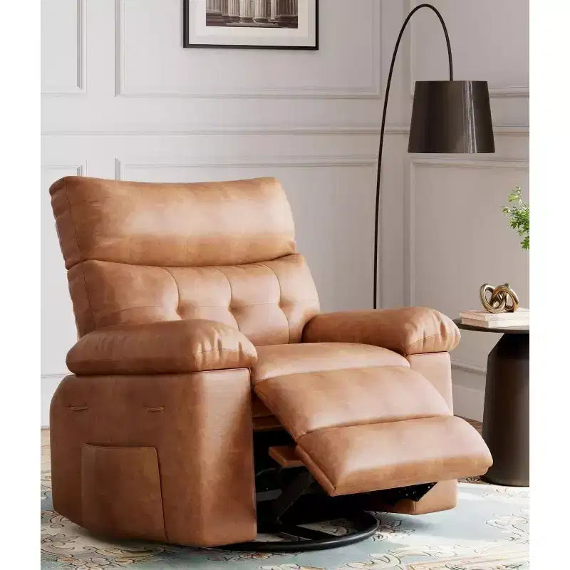 Fauteuils inclinables surdimensionnés avec fonction de chaleur et de massage - Fauteuil inclinable paresseux pivotant à 360° pour adultes - Fauteuil à bascule manuel