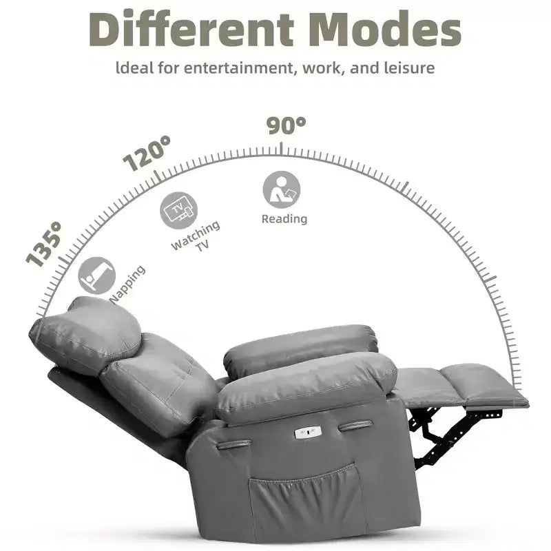 Fauteuils inclinables surdimensionnés avec fonction de chaleur et de massage - Fauteuil inclinable paresseux pivotant à 360° pour adultes - Fauteuil à bascule manuel