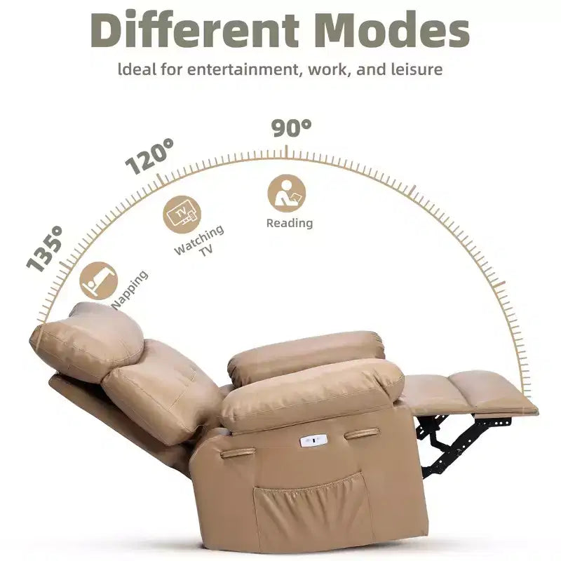 Fauteuils inclinables surdimensionnés avec fonction de chaleur et de massage - Fauteuil inclinable paresseux pivotant à 360° pour adultes - Fauteuil à bascule manuel