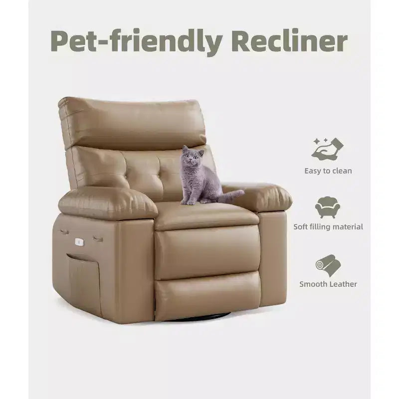 Fauteuils inclinables surdimensionnés avec fonction de chaleur et de massage - Fauteuil inclinable paresseux pivotant à 360° pour adultes - Fauteuil à bascule manuel