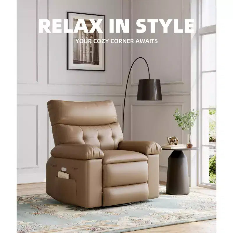 Fauteuils inclinables surdimensionnés avec fonction de chaleur et de massage - Fauteuil inclinable paresseux pivotant à 360° pour adultes - Fauteuil à bascule manuel