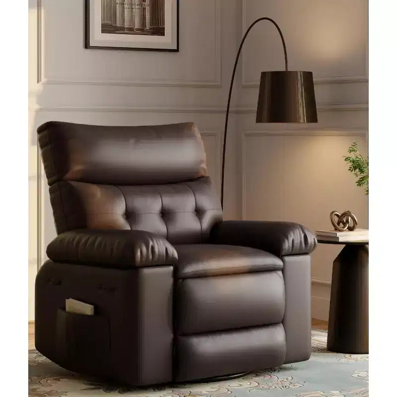 Fauteuils inclinables surdimensionnés avec fonction de chaleur et de massage - Fauteuil inclinable paresseux pivotant à 360° pour adultes - Fauteuil à bascule manuel