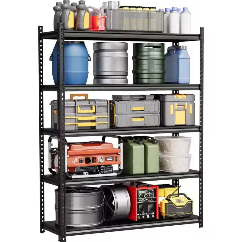 Étagères de rangement à 5 niveaux, étagère de garage en acier, rayonnage industriel réglable, étagère autoportante en métal mat pour entrepôt, sous-sol, cuisine, atelier