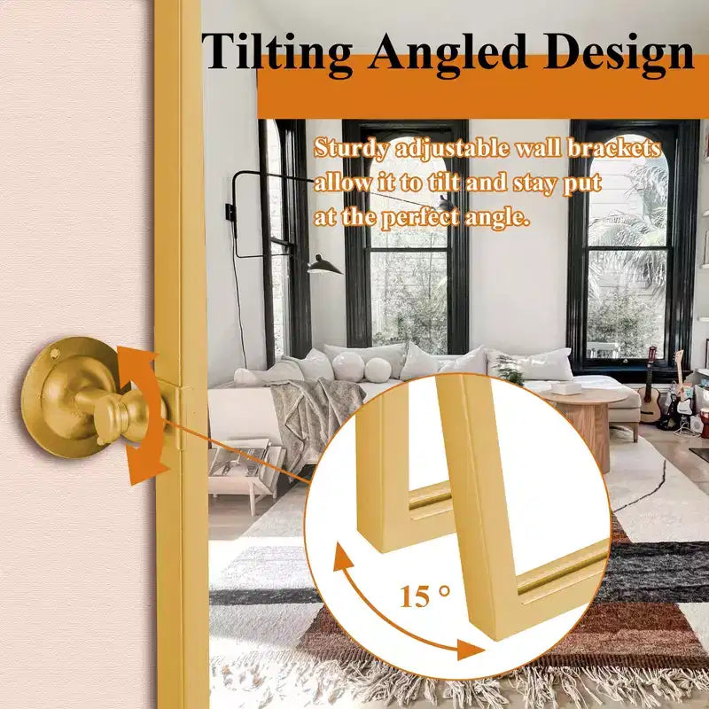 Miroir Suspendu Fer Angle Droit Rectangle Grille Noire 39x30x1in