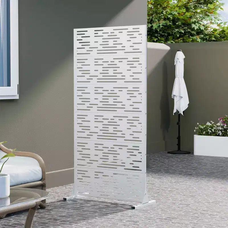 Panneau d'intimité extérieur blanc naturel 72x35, séparateur pliant naturel 6 pièces pour cour arrière et jardin