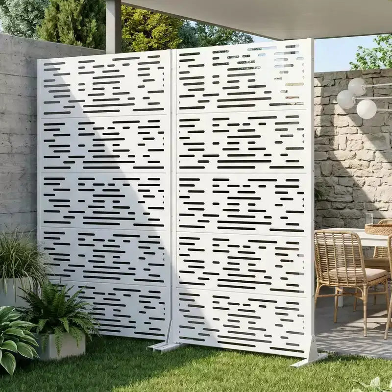 Panneau d'intimité extérieur blanc naturel 72x35, séparateur pliant naturel 6 pièces pour cour arrière et jardin