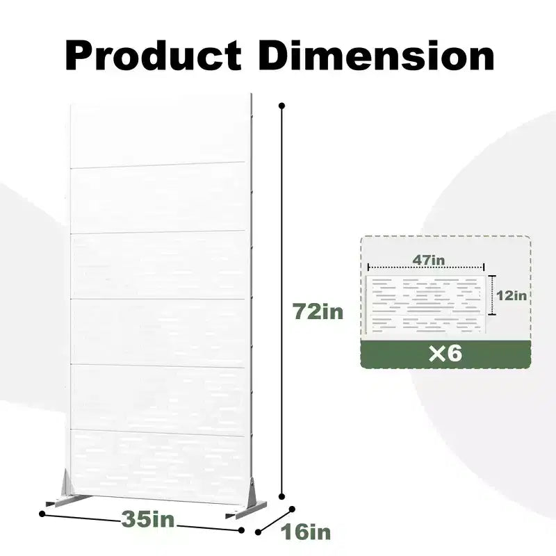 Panneau d'intimité extérieur blanc naturel 72x35, séparateur pliant naturel 6 pièces pour cour arrière et jardin