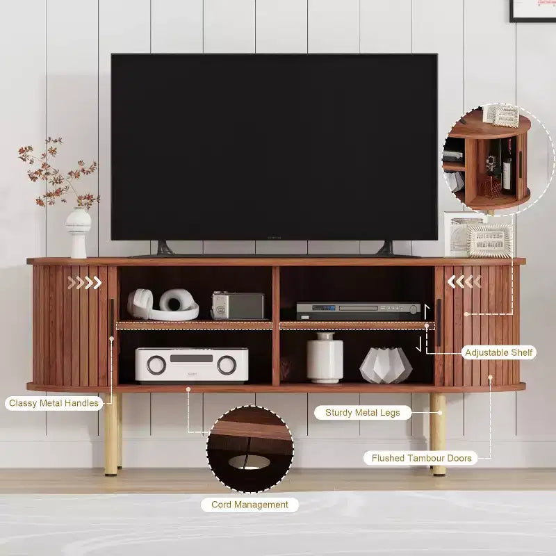 Meuble TV 65 pouces, Meuble TV avec rangement, Meuble TV moderne pour salon, couloir, chambre à coucher