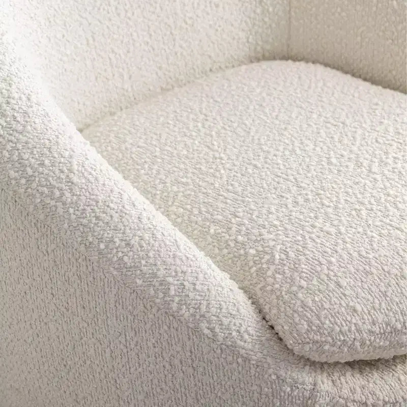 Fauteuil d'appoint moderne en bouclette, pivotant avec base à 360° et assise rembourrée, pour salon ou chambre à coucher, blanc