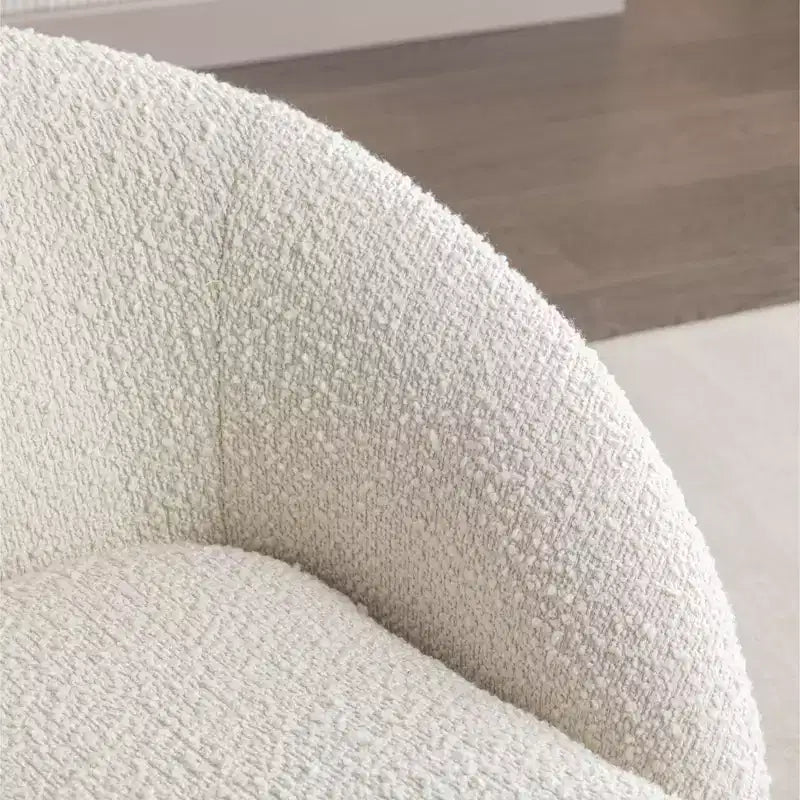 Fauteuil d'appoint moderne en bouclette, pivotant avec base à 360° et assise rembourrée, pour salon ou chambre à coucher, blanc