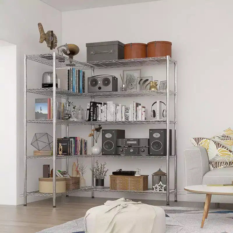 Étagère de rangement en acier à 5 niveaux réglables en hauteur, résistante