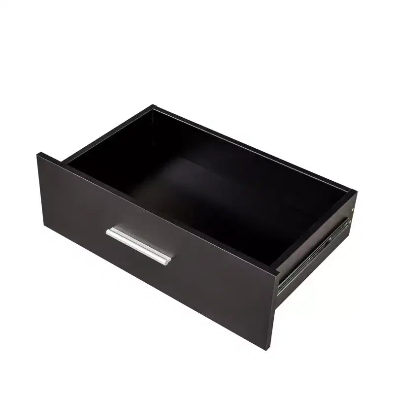 Commode de 120 cm de large avec 8 tiroirs en panneaux de particules noirs