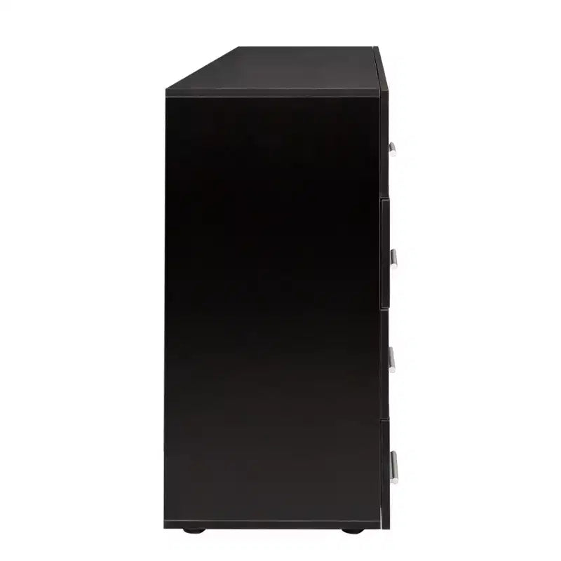 Commode de 120 cm de large avec 8 tiroirs en panneaux de particules noirs