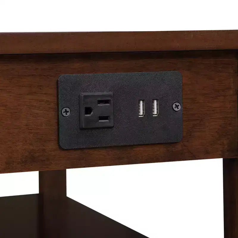 Table d'appoint rectangulaire en bois, couleur marron, de 61 cm de hauteur, 1 pièce