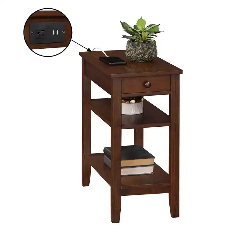 Table d'appoint rectangulaire en bois, couleur marron, de 61 cm de hauteur, 1 pièce