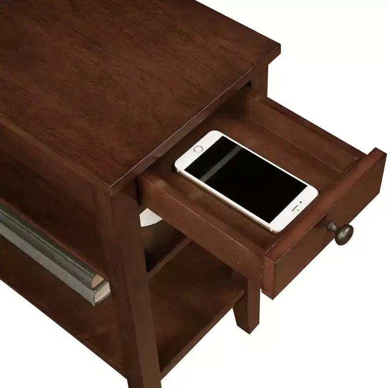 Table d'appoint rectangulaire en bois, couleur marron, de 61 cm de hauteur, 1 pièce