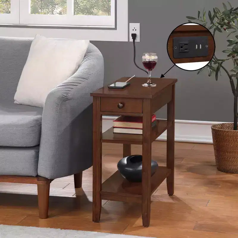 Table d'appoint rectangulaire en bois, couleur marron, de 61 cm de hauteur, 1 pièce