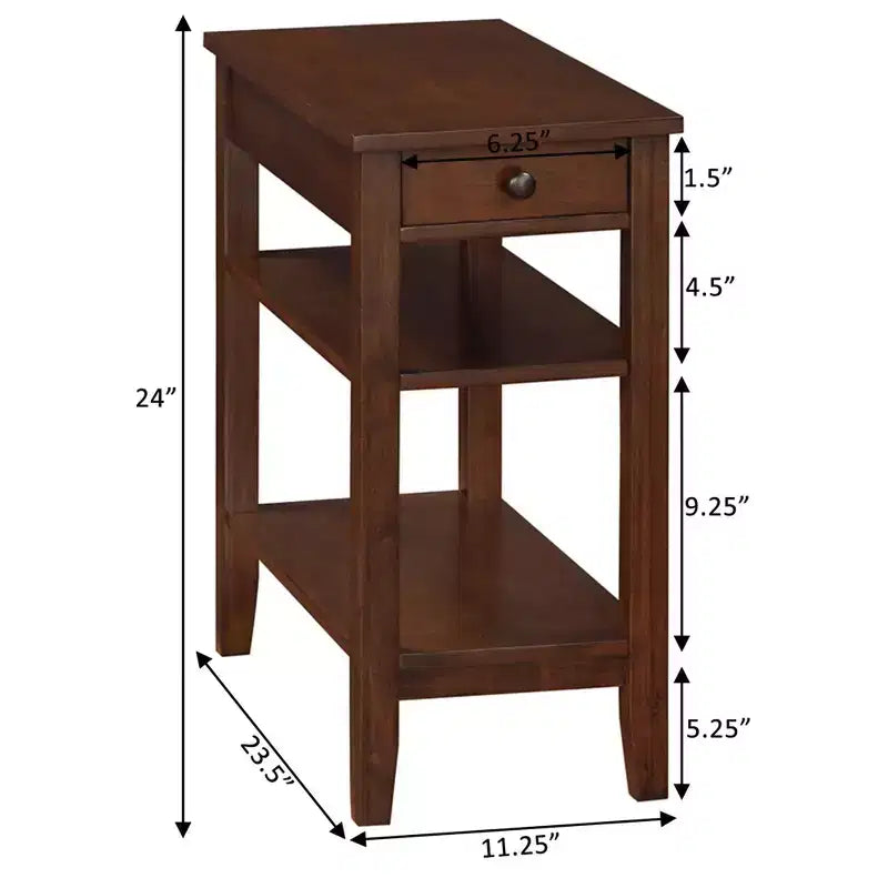 Table d'appoint rectangulaire en bois, couleur marron, de 61 cm de hauteur, 1 pièce