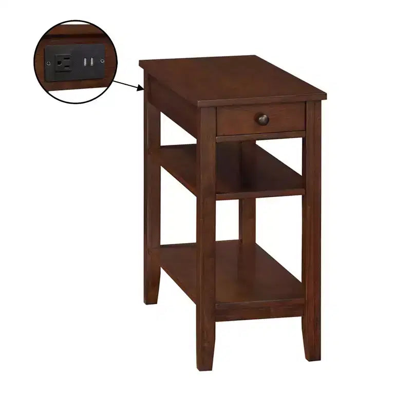 Table d'appoint rectangulaire en bois, couleur marron, de 61 cm de hauteur, 1 pièce
