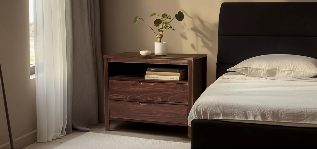 Tables de chevet de 75 cm de large à 2 tiroirs en MDF marron