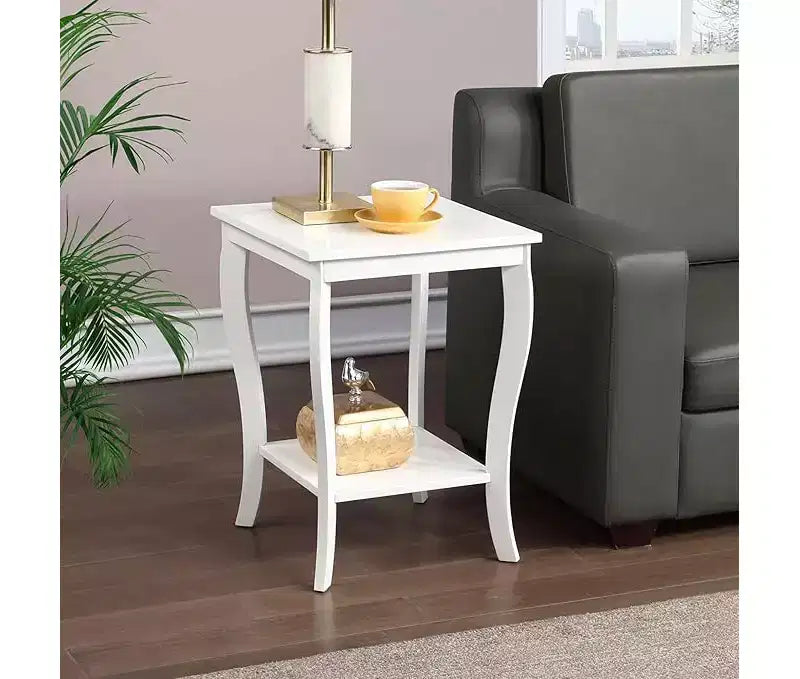 Table d'appoint carrée avec deux étagères spacieuses, table d'appoint de transition parfaite pour le rangement et la décoration élégante du salon