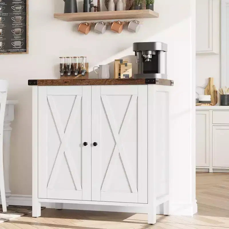Buffet de Rangement, Desserte de Ferme 150 cm avec 2 Armoires et Étagère Ouverte, Meuble Console pour Salon, Salle à Manger, Couloir