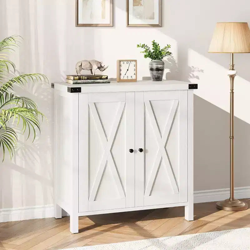 Buffet de Rangement, Desserte de Ferme 150 cm avec 2 Armoires et Étagère Ouverte, Meuble Console pour Salon, Salle à Manger, Couloir
