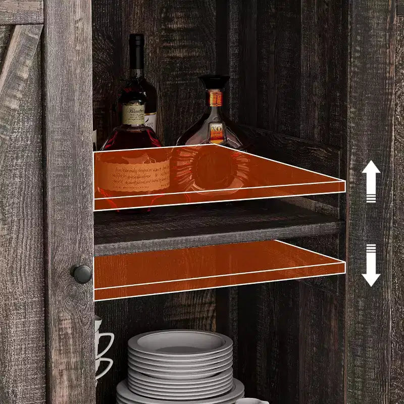 Buffet de Rangement, Desserte de Ferme 150 cm avec 2 Armoires et Étagère Ouverte, Meuble Console pour Salon, Salle à Manger, Couloir