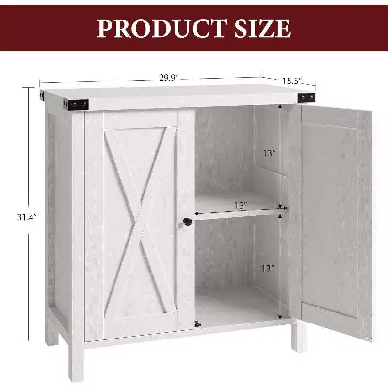 Buffet de Rangement, Desserte de Ferme 150 cm avec 2 Armoires et Étagère Ouverte, Meuble Console pour Salon, Salle à Manger, Couloir