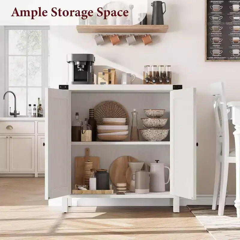 Buffet de Rangement, Desserte de Ferme 150 cm avec 2 Armoires et Étagère Ouverte, Meuble Console pour Salon, Salle à Manger, Couloir