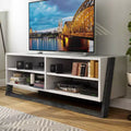 Meuble TV 4 étagères grand format pour téléviseurs jusqu'à 68" ; Gris : Style de transition, Fini deux tons, Quincaillerie en métal